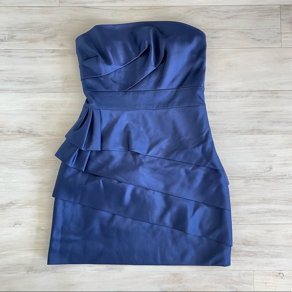 Max & Cleo Navy Blue Strapless Mini Dress